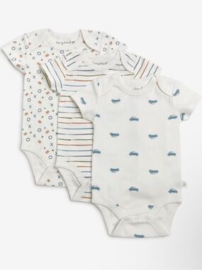 Tiny Kind 3-6M Organic Cotton Short Sleeve Bodysuit (3 Pack)